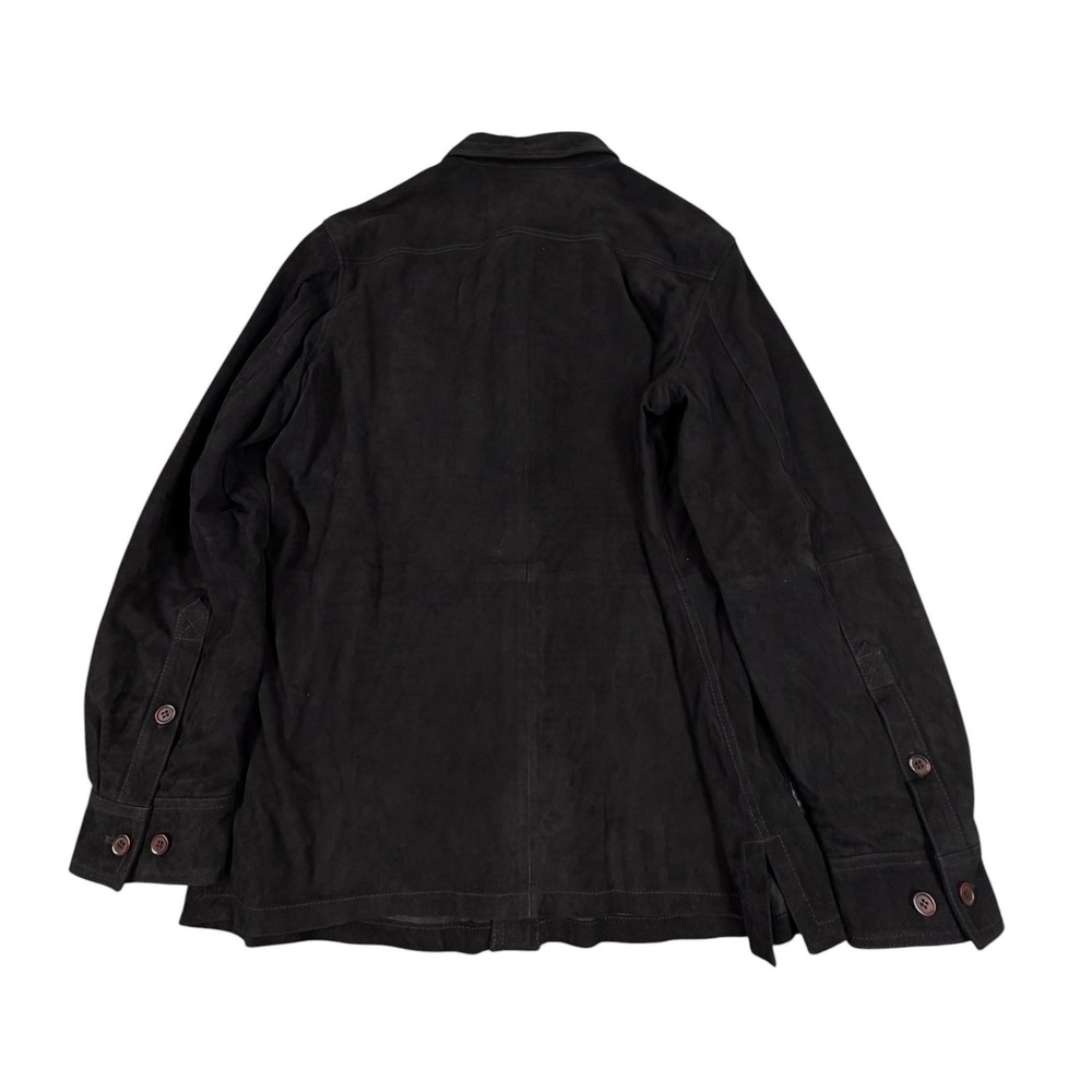 Quince Mens Shirt Jacket Suede Goat Leather Button Front Black Large Overshirt - Picture 2 of 9